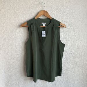 J Crew V Neck‎ Popover Sleeveless Shirt Women’s Small Green Olive